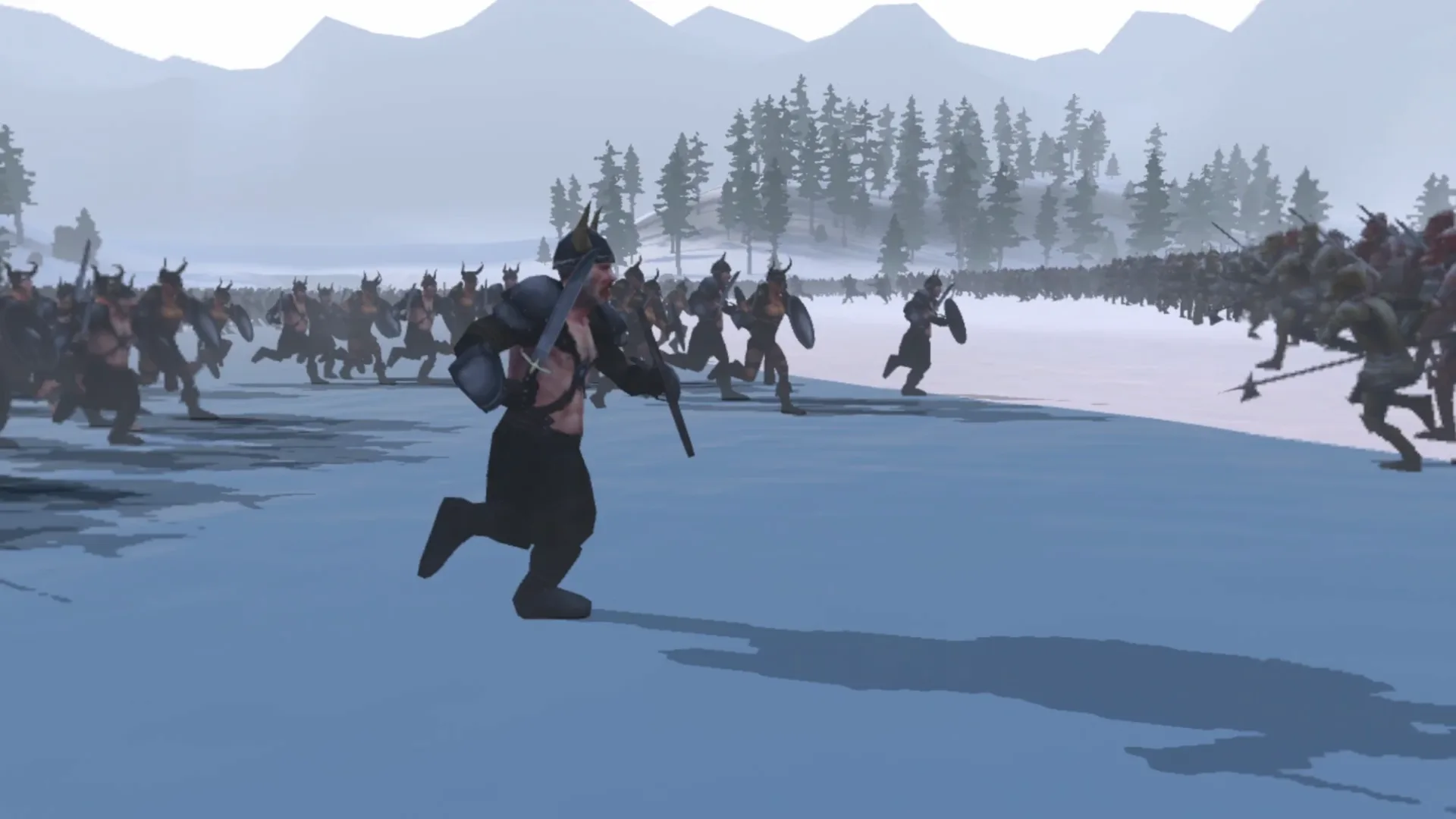 Barbarians charge across the frozen river of Frozen Valley