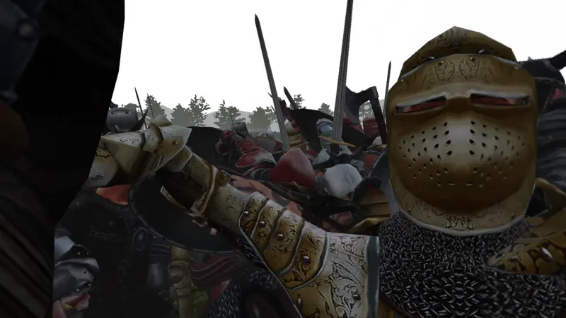 Face to face with a knight in a great helm